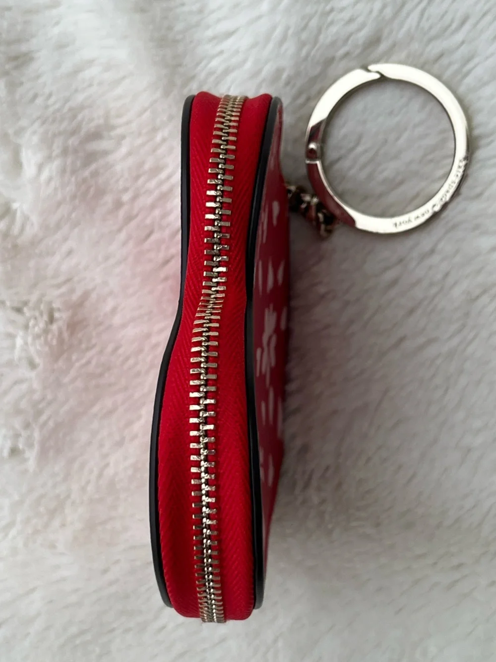 NWOT Kate Spade red and light pink heart coin pouch key fob/coin purse - Picture 8 of 10